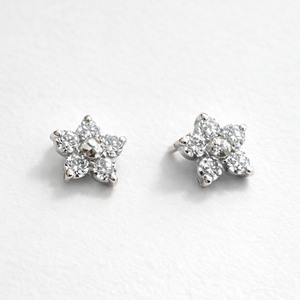 Romantic Rhodium-Plated Sterling <b>Silver</b> CZ Flower Prong <b>Set</b> <b>Stud</b> <b>Earrings</b> Children's Engagement Wedding Party Anniversary Gift - Product Image 3