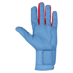 Elite Light Blue Red Genuine Cowhide Leather Batting Gloves Heavy Duty Protective Grip Adult Custom Baseball Gloves - Product Image 4
