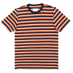 Colección de Verano para Hombre, Camiseta de Manga Corta 100% Algodón Orgánico, Corte Regular, Cuello Redondo, Diseño Ecológico a Rayas, Transpirable, Diseño OEM - Product Image 2