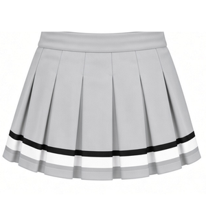 Ensemble uniforme de cheerleading pour adultes, blanc et turquoise imprimé, haut à manches courtes, jupe plissée, tenue de sport athlétique pour l'entraînement et la pratique - Product Image 4
