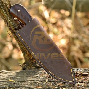 RB <b>Knives</b> Damascus Steel Fixed Blade Hunting Outdoor Camping <b>Knife</b> <b>Bone</b> <b>Handle</b> Straight Edge 8-Inch - Product Image 2