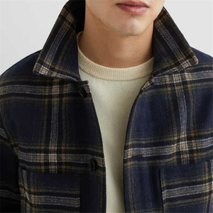 Wholesale <b>Mens</b> High Quality <b>Checkered</b> Flannel Shirt With Hood Casual Winter Button Front Plaid Shacket Outerwear Top - Product Image 3