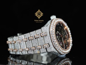 นาฬิกาข้อมือผู้ชาย Pahal Jewels รุ่นหรูหรา ระบบจักรกล ขนาด 40 มม. ตัวเรือนสแตนเลส กระจกแซฟไฟร์ ประดับเพชร หน้าปัดแบบโครงกระดูก สายแบบอนาล็อก ขนาด 16 มม. - Product Image 3