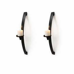 Juego de Apliques de Pared de Metal Negro Minimalista con Portavelas de Vidrio, Diseño de Cilindro Alto, Montaje Seguro, Brillo Cálido, Decoración Moderna para el Hogar - Product Image 3