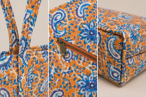 Ethically Sourced Indian Handmade Paisley Cotton Durable Water Resistant Floral <b>Shoulder</b> Tote Bag Eco-Friendly Fold Beach - Product Image 5
