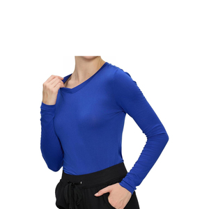 Haut de sous-blouse médicale unisexe à manches longues, col en V, en coton tricoté, respirant et confortable - Product Image 3