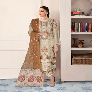 Luxury Chiffon Collection Pakistani Party Wear <b>Lehnga</b> Choli Heavy Embroidery Ramsha Vol N-05 Wholesale Indian Suits - Product Image 4