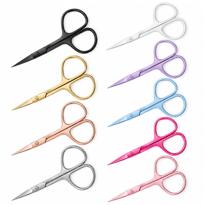 Ciseaux à cuticules droits et affûtés en acier inoxydable, outils de manucure, manche rond, 8 couleurs, coupe-ongles durables, petites cisailles - Product Image 4