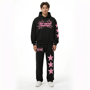 Conjunto de Sudadera con Capucha y Pantalones Deportivos de Algodón 100% Personalizados para Invierno, Sudadera con Estampado Gráfico Personalizado, Pantalones Deportivos con Estampado de Corazón, Ropa Deportiva Informal de Dos Piezas - Product Image 6