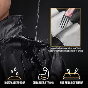 Traje Impermeable para Hombre, Negro, Transpirable, Ecológico, 100% Poliéster, con Franjas Reflectantes, Chaqueta con Capucha y Pantalones para Uso en Exteriores - Product Image 4