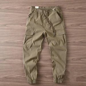 Men Cargo Pants Drawstring Mid Waist Multi Pocket Jogger Trousers Casual Outdoor Workwear - Product Image 2