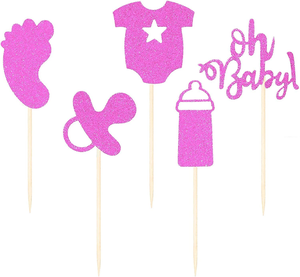 Nouveau design mignon : Décoration de gâteau « Oh Baby » avec pied et vêtements de bébé, décorations de cupcakes pour baby shower, pour garçons et filles, décoration de fête - Product Image 3