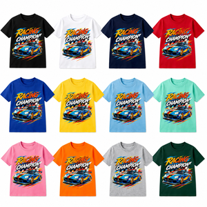 T-shirt à manches longues col rond en jersey 100% coton imprimé Racing pour homme, décontracté, respirant, coupe ample, couleur unie, style Hip Hop - Product Image 4