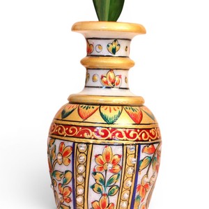 Jarrón de Flores de Mármol Hecho a Mano, Maceta Decorativa de Mármol, Maceta Pintada a Mano para Mesa, Jarrón Decorativo Pequeño de Mármol - Product Image 3