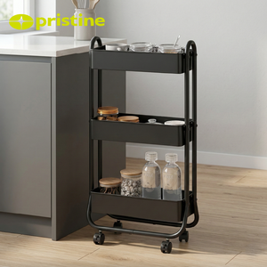 Carrito de Almacenamiento Metálico Moderno de 3 Niveles, Resistente y Delgado, con Ruedas y Fácil Limpieza, para Cocina y Sala de Estar, Contenedor de Alimentos - Product Image 5