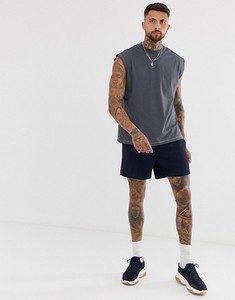 Débardeur sans manches pour homme, couleur unie, col rond, décontracté, tricoté, respirant, en coton, gris foncé - Product Image 1