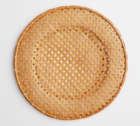 Platos de cargador de boda rústica de Vietnam, venta al por mayor, Jacinto de ratán Natural, suministro de cena a granel, vajilla