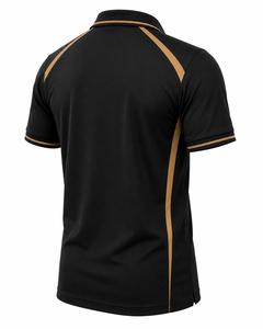 T-shirt à manches courtes noir et or pour homme, en jersey, séchage rapide, tricoté, style décontracté, mélange polyester/coton de haute qualité - Product Image 3