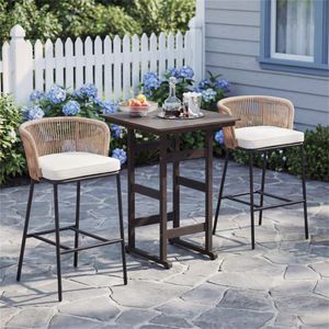 Sgabelli da bar da patio in corda intrecciata con capacità di 400 libbre e cuscini rimovibili (confezione da 2) - Product Image 3