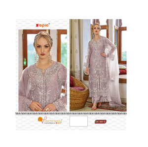 Conjunto de Shalwar Kameez de Organza Bordado con Khatli, con Pantalón de Santoon y Dupatta de Diseño, Tallas XL XXL para Mujer - Product Image 1