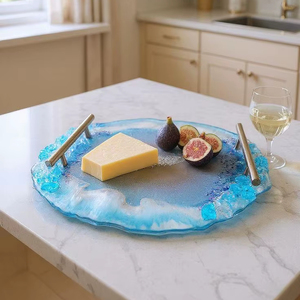 MOVE BEST HANDMADE MODERN RESIN TRAY Elegant Rounded Disposable Eco-Friendly Tray for Serving and Home Styling - Product Image 1