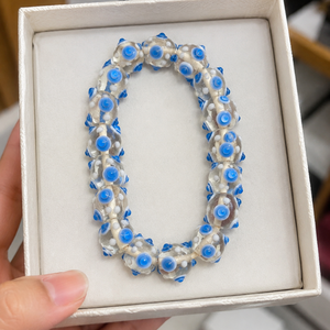 Vibrant <b>Blue</b> Handmade Lamp Work Glass & <b>Crystal</b> Beads 12mm Round for Necklaces <b>Bracelets</b> Earrings Keychains Creative - Product Image 3