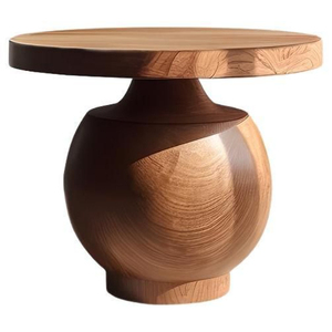 Customized Side <b>Table</b> Round Wooden <b>Coffee</b> <b>Table</b> With Tapered <b>Legs</b> Handmade Scandinavian Style Living Room Furniture - Product Image 2