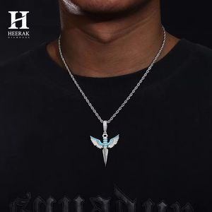 Custom 925 Sterling <b>Silver</b> VVS Moissanite Iced Out Winged <b>Sword</b> Dagger Pendant Hip Hop Jewelry - Product Image 1