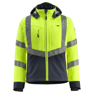 Winter Safety High Visibility Reflective Tape Warning Hi Vis Workwear Construction <b>Worker</b> Softshell <b>Jackets</b> - Product Image 1