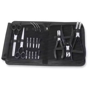 Custom Logo Professional Eco-Friendly Matte Black Hair Extension <b>Pliers</b> <b>Set</b> Micro Ring Loop Threader Cutting Scissors Kit for - Product Image 6