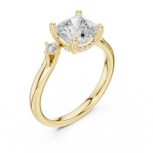 Anillo de Compromiso Clásico de Oro Amarillo de 14K para Mujer con Diamante Cultivado en Laboratorio de 2 CT con Corte Cojín y Halo Oculto, Certificado IGI, para Aniversario o Boda - Product Image 2