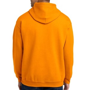 <b>Men's</b> <b>Orange</b> Hooded Fleece <b>Sweatshirt</b> Regular Fit Solid Color Casual Pullover With Pocket Knitted Cotton Material Autumn Wear - Product Image 3