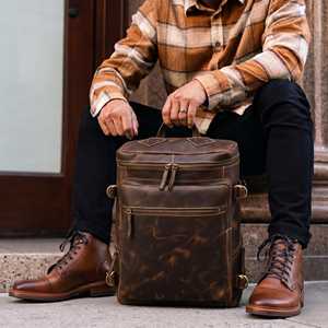 Mochila de Cuero Genuino Vintage al por Mayor para Hombre, Bolsa de Viaje para Portátil, Personalizada, Impermeable, de Gran Capacidad, LBK-0102 - Product Image 3