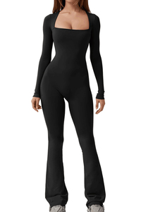 Combinaison noire à col roulé et manches longues pour femme, taille haute, coupe ajustée, style minimaliste, toutes saisons, en Spandex et Polyester - Product Image 2