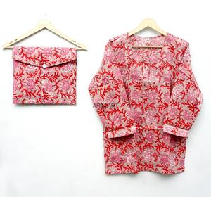 Ensemble de pyjama 100 % coton à imprimé floral, manches longues, vêtements d'intérieur, tenue de nuit d'été, taille haute élastique - Product Image 3