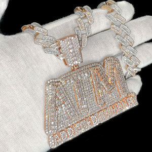 Pendentif Lettre Iced Out en Moissanite, Collier Diamant en Argent 925, Chaîne Maille Cubaine, Bijoux Hip Hop pour Hommes et Femmes, Cadeau - Product Image 2