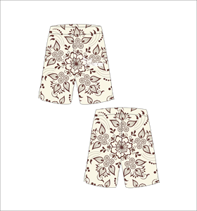 Shorts de basketball personnalisés en crème avec motif floral mandala marron foncé, légers, respirants, en maille, pour l'entraînement sportif - Product Image 1