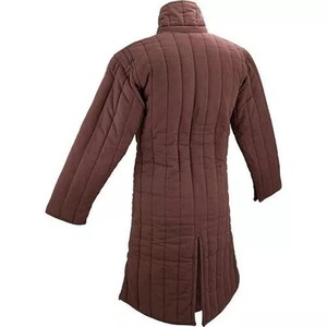 Abrigo Largo Acolchado Marrón Tipo Gambeson, Manga Larga, Cierre de Hebilla, Chaqueta Medieval Gótica Aketon, Transpirable y Resistente - Product Image 3