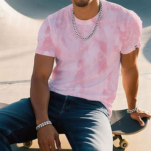 Camisetas de Cuello Redondo para Hombre, Ligeras, de Manga Corta, con Estampado Moderno, Estilo Hipster, Tie-Dye, Casuales, de Verano, Streetwear, con Gráficos - Product Image 3