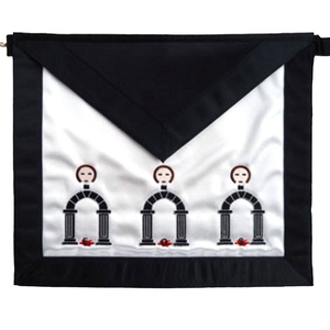 10th Degree Scottish Rite <b>Apron</b> <b>White</b> with Black Embroidery Machine Embroidery Hand Embroidery features premium black moire - Product Image 5