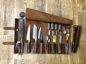 Rouleau à couteaux 100% cuir véritable, écologique, portable, pour chef, collection professionnelle LKR-0367 - Product Image 3