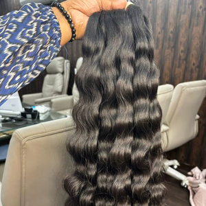 Extensions de cheveux humains ondulés et raides naturels, légers et écologiques, en vrac, provenant d'un seul donneur - Product Image 1