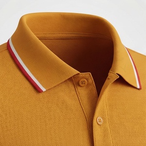 Polo en piqué jaune moutarde à manches courtes pour homme avec poche, design uni tricoté décontracté, coupe classique - Product Image 4