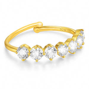 Wholesale Glowing CZ Studded Gold Plated 925 Sterling Silver <b>Adjustable</b> <b>Ring</b> for Women Trendy Gift Jewelry - Product Image 1