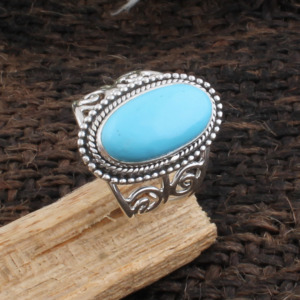 925 Sterling <b>Silver</b> Bezel Setting Turquoise Oval Cut Handmade Classic <b>Boho</b> Dainty Solitaire <b>Ring</b> Certified Jaipur Wedding - Product Image 3