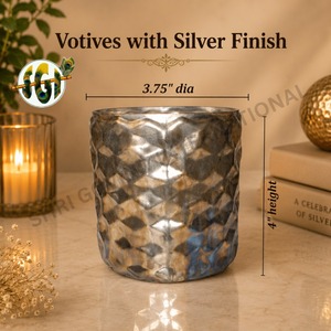 Support à bougie en verre conique avec finition argentée, 2,5 cm de diamètre x 2,75 cm de hauteur, pour décoration intérieure, réutilisable et résistant à la chaleur - Product Image 3
