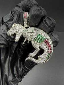 Colgante de Dinosaurio de Moissanita Multicolor con Diseño de Animal para Fiesta Hip Hop, Joyería Fina de Plata 925, Colgantes y Dijes - Product Image 6