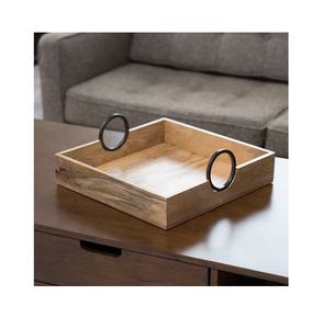 Plateau de service en bois écologique de qualité supérieure avec poignée en métal et ensemble de sous-verres, couleur personnalisable, élégant, durable, fait à la main, pour un usage domestique - Product Image 6