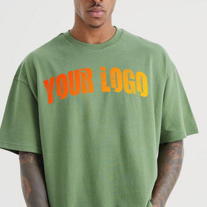 Camiseta 100% algodón para hombre, corte holgado, venta al por mayor, camisetas de algodón lavado de peso pesado, lisas para imprimir, camiseta estilo urbano. - Product Image 3