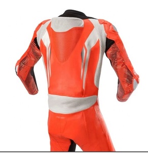 Combinaison de course moto pour homme à manches longues, orange, noir, blanc, couleurs contrastées, respirante, toutes saisons - Product Image 5